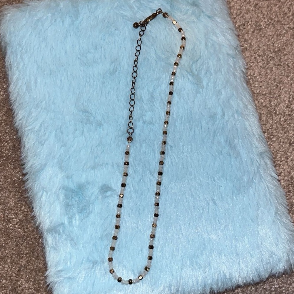 White & Gold Sparkle Beaded Necklace